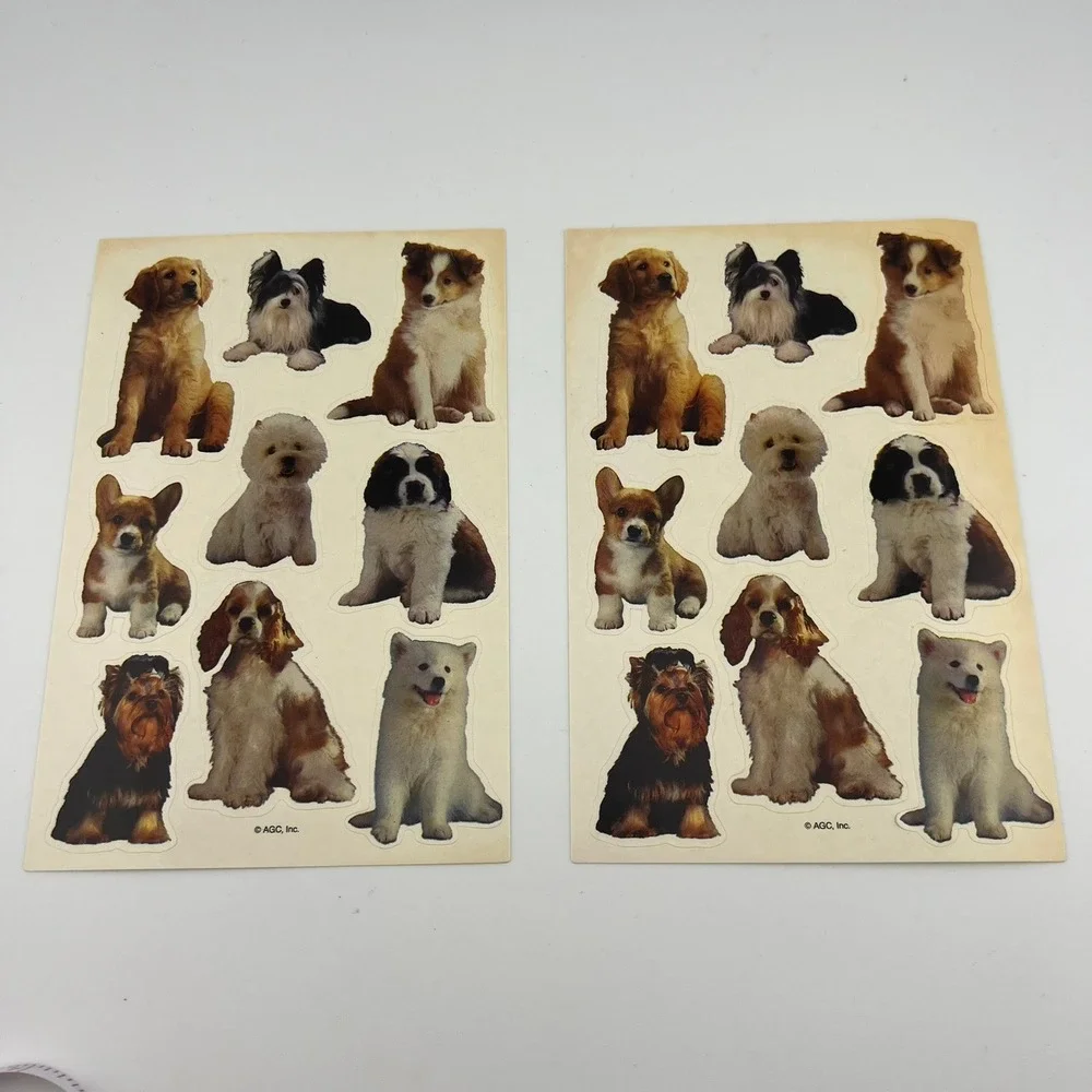 Vintage AGC Dog Puppy Sticker Sheets Lot Cocker Spaniel Corgi Yorkie Samoyed
